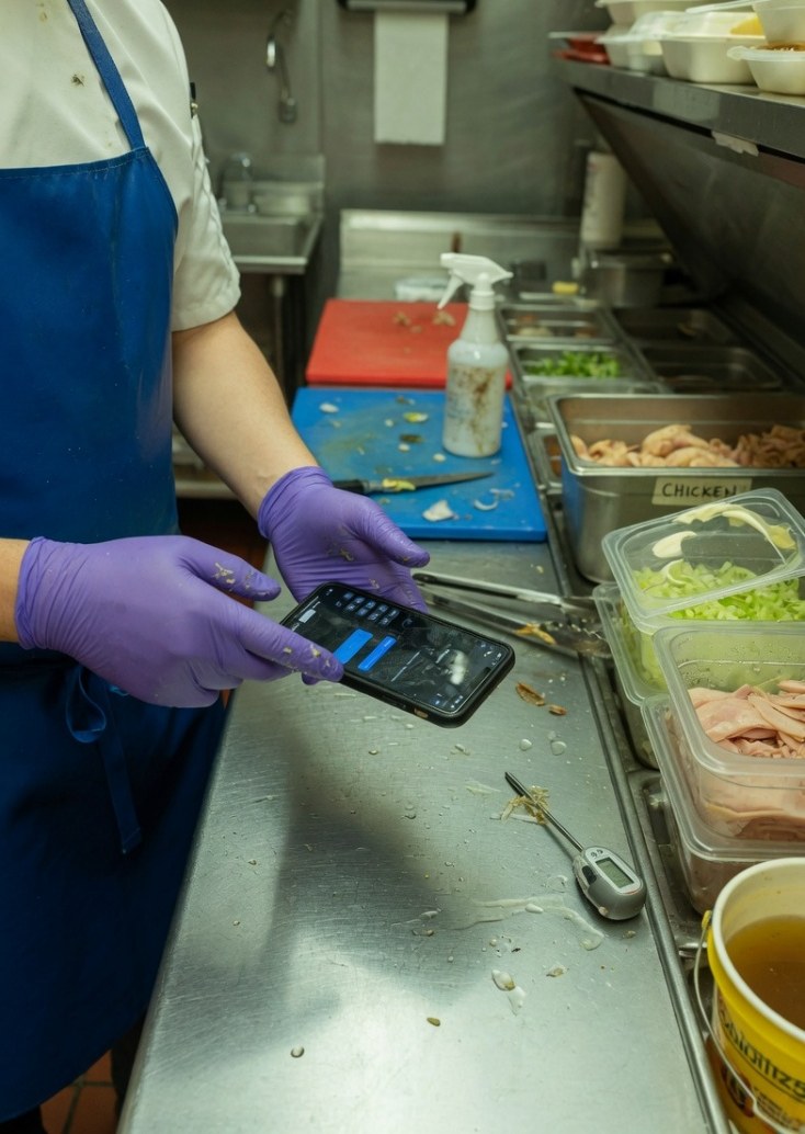 A phone should never become part of the prep line.